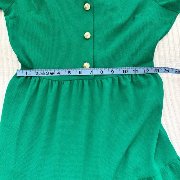 Monteau Los Angeles Kelly Green Cinched Waist Flutter Sleeve Womens Dress Small - Picture 9 of 11